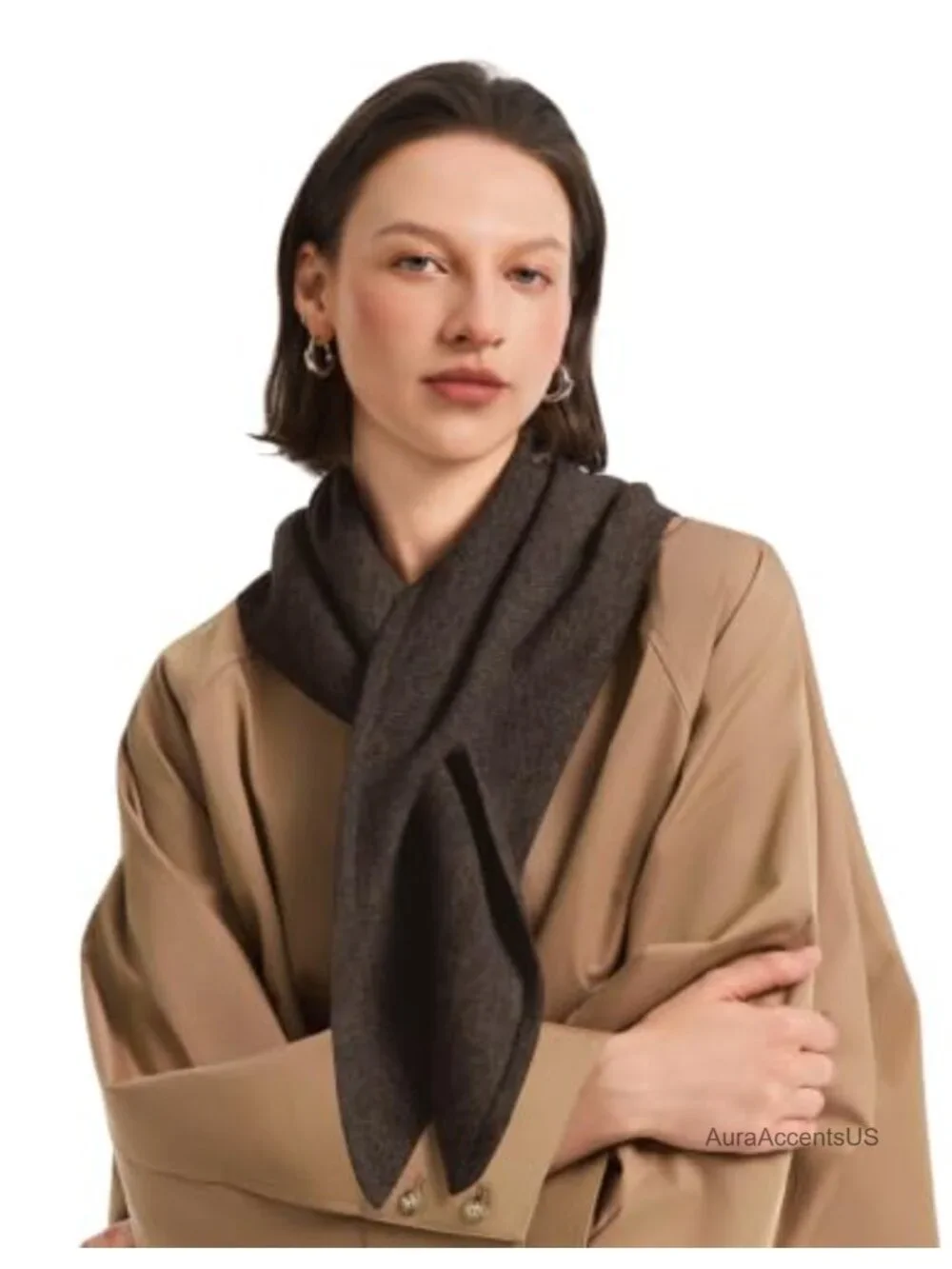 100% Wool Triangle Scarf Winter Neck Warmer Pull Through Gift Box
